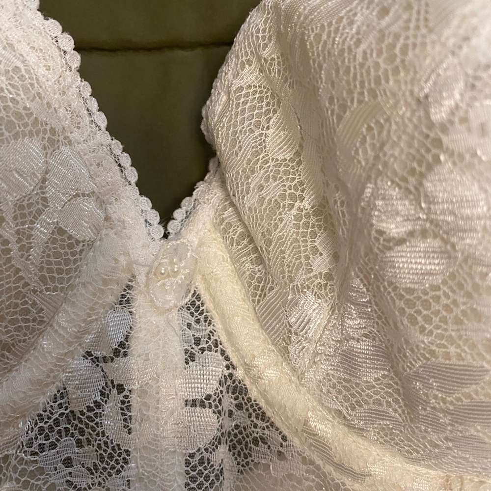 Vintage white Lacy bustier corset Strapless Bra - Picture 3 of 8